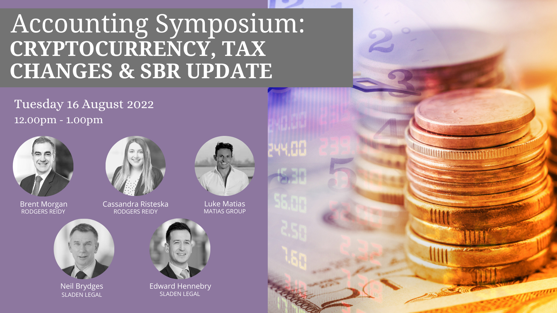 Accounting Symposium: Cryptocurrency, Tax Changes and SBR Update